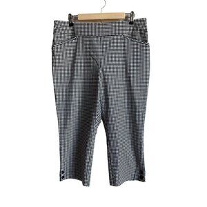 Perfect Stretch by Chico's Black White Gingham Plaid Capri Pants Size 2